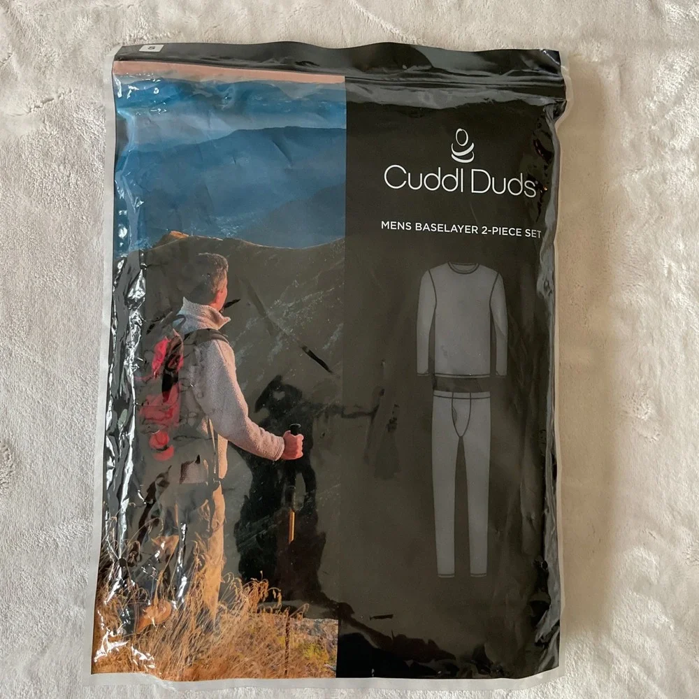 Cuddl Duds Heavyweight‎ Fleece Mens Baselayer 2-Piece Set Black Size Small